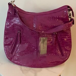 Purple Crocodile Embossed Vinyl Handbag